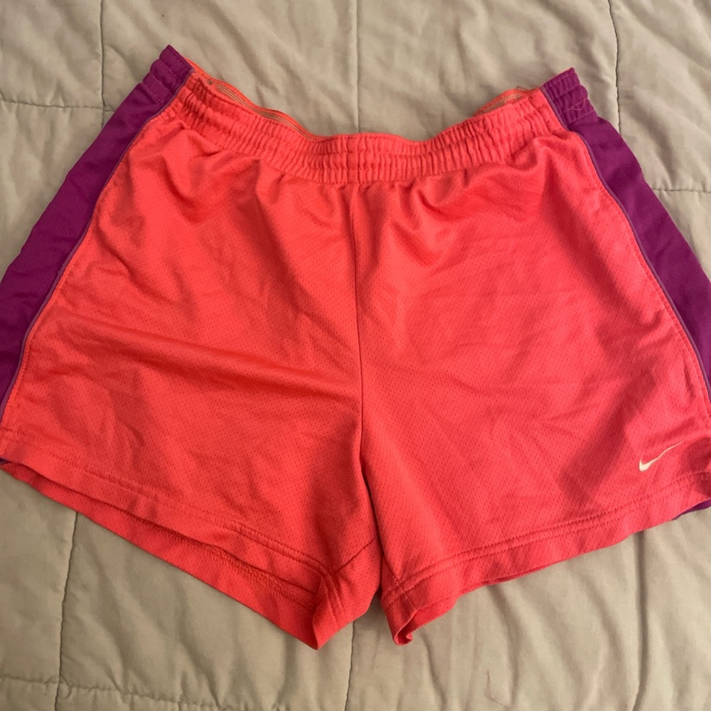 Nike Women's Coral and Violet Athletic Shorts